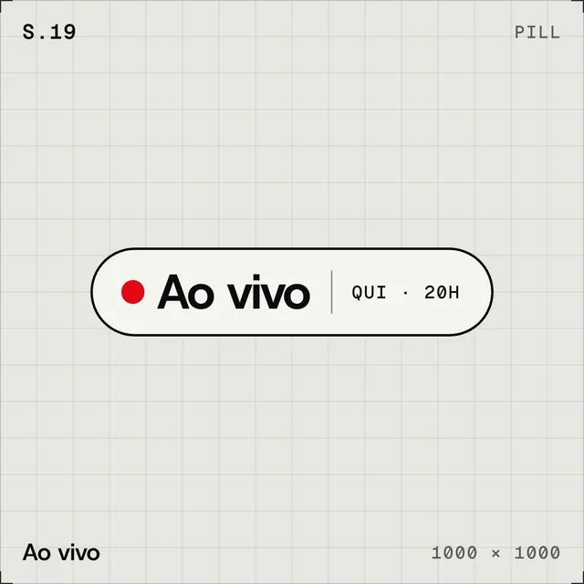 Selo plano Ao vivo: pílula com ponto vermelho e horário