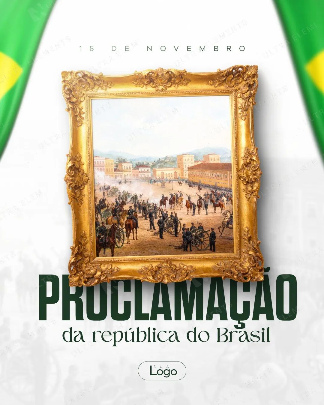 Post e story Proclamação da República: pintura histórica em moldura dourada — imagem 1 de 2