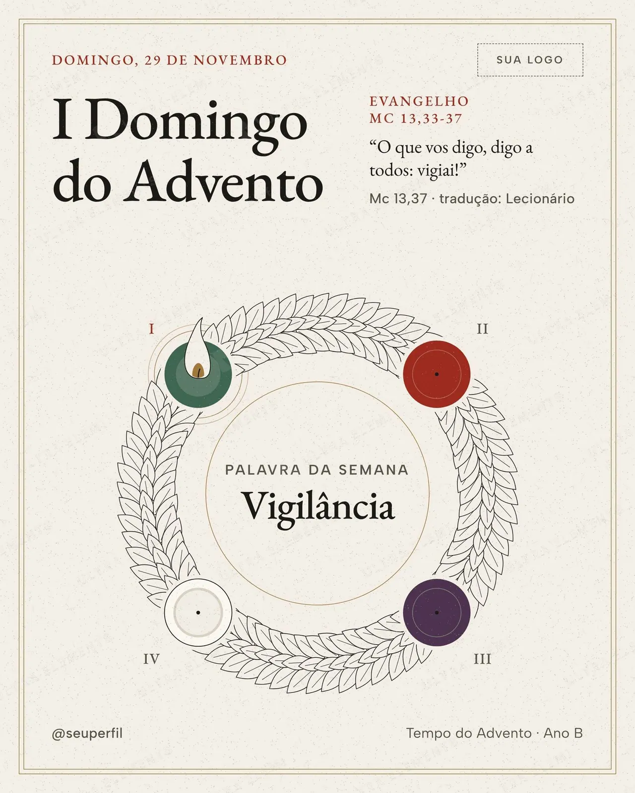 Post I Domingo do Advento em quatro cores: vela verde acesa, Vigilância — imagem 1 de 2
