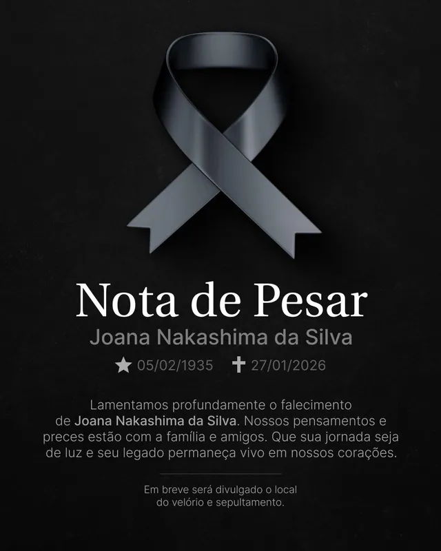 Post Nota de Pesar: laço de luto grande sem foto (feed + story escuro)