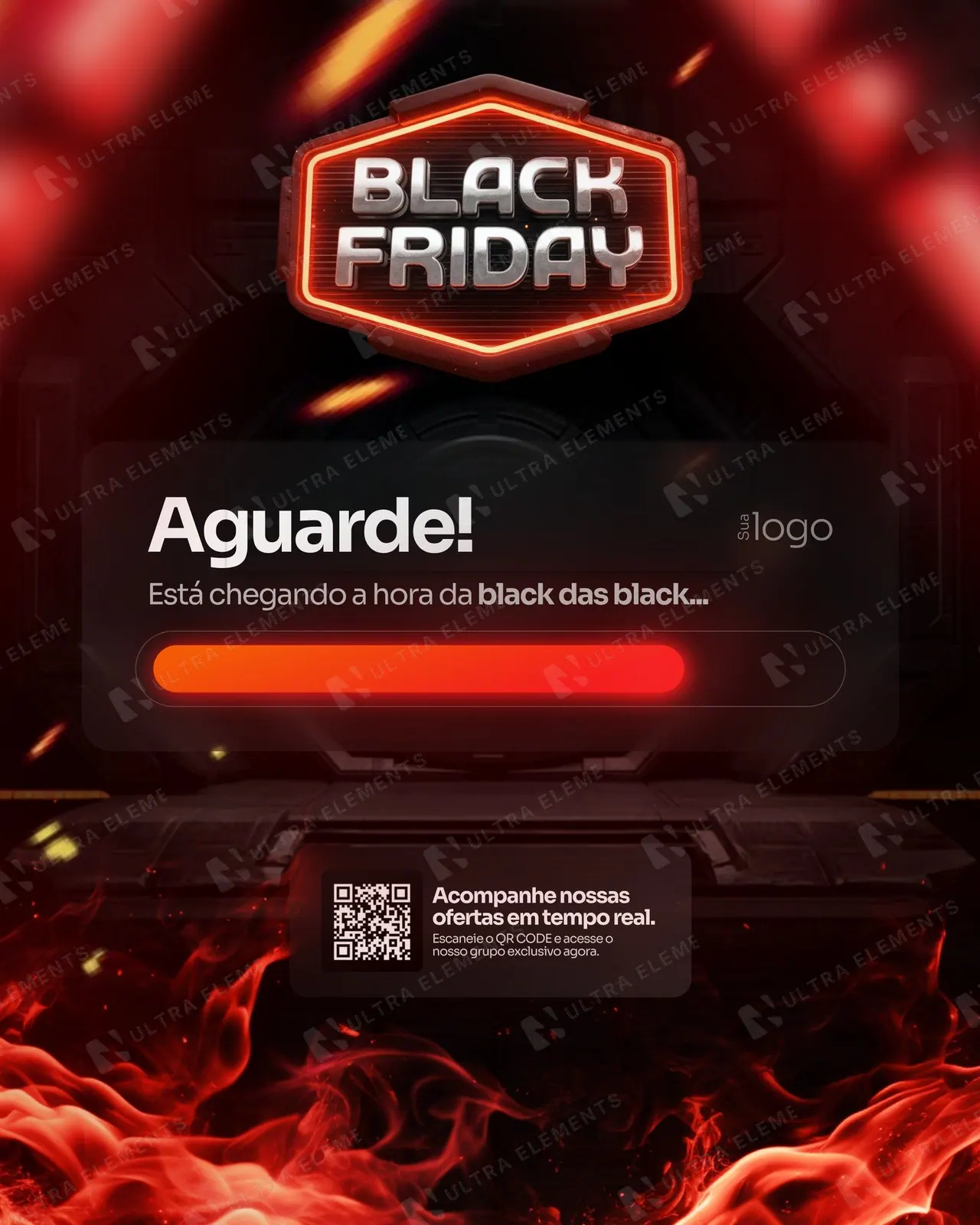 Post Esquenta Black Friday: "Aguarde!" com barra de carregamento (feed)
