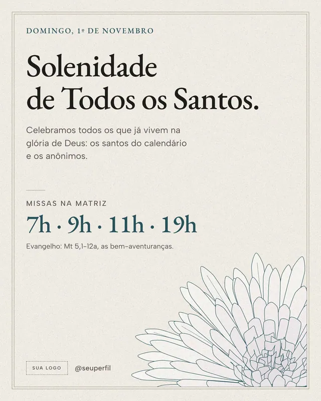 Post Solenidade de Todos os Santos 1º/11: missas na matriz com crisântemo em traço fino