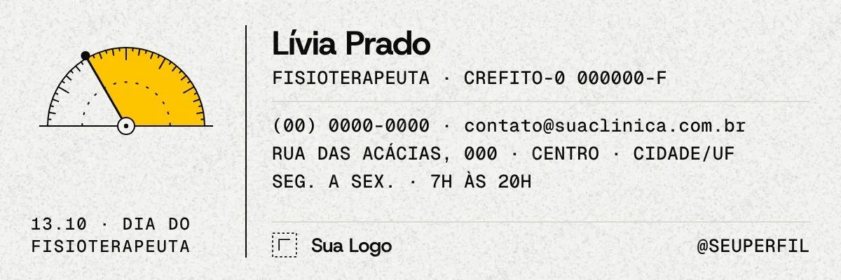 Assinatura de e-mail 600×200 Dia do Fisioterapeuta e do TO: goniômetro e CREFITO — imagem 1 de 2