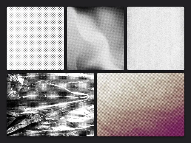 Texturas halftone e retícula: 5 fundos em alta resolução (pontos, grão e fotocópia)