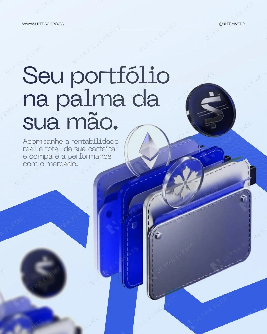 Post cripto Web3: seu portfólio na palma da mão com carteira 3D (feed claro)