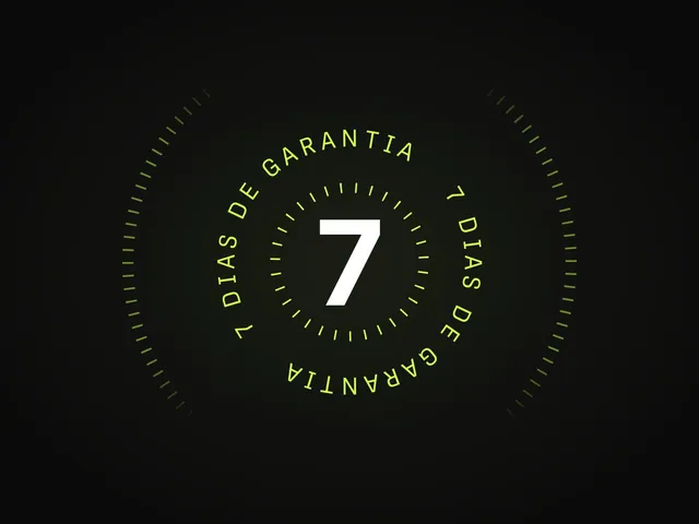 Selo 7 dias de garantia verde-limão com texto circular (SVG + PNG transparente)